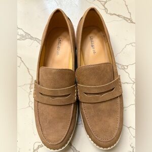 Indigo Tan Suede Penny Loafers